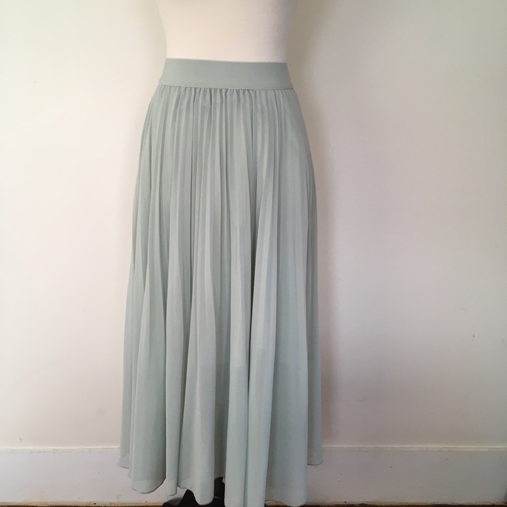 Maxi Skirt  pleated Mint Green Long Skirt
